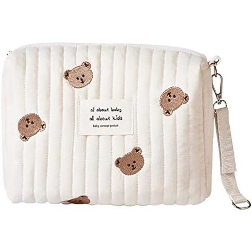 Lushandy Baby Small Diaper Bag Mini Stroller Storage Bag Quilted Cotton Cute Organizer Pouch Kawaii Mommy Bag with Stroller Hooks