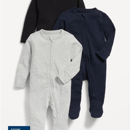 Unisex 3-Pack Sleep & Play 2-Way-Zip Footed One-Piece for Baby | Old Navy