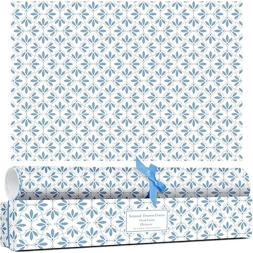 LA BELLEFÉE Linen Scented Drawer Liners 15 Sheets, Dresser Drawer Liner Drawer Paper Liner Gift for Women, Drawer Liners for Dresser, Shelf, Cabinet, Bathroom, Closet, Shoe Chest