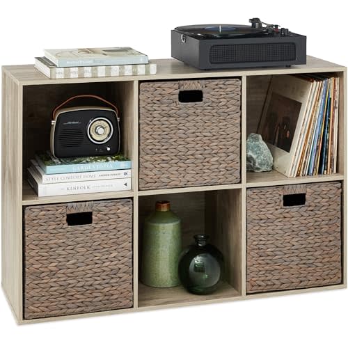 Best Choice Products 6-Cube Storage Organizer, 13.5in Shelf Opening, Bookcase, Display Shelf, Customizable w/ 3 Removable Back Panels – Greige