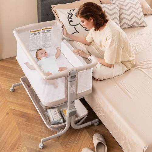 Baby Bassinet Bedside Sleeper with 6-Level Adjustable Height - 34.5" x 25" x 33.5" (L x W x H)
