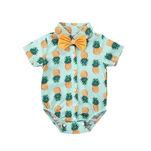 Bagilaanoe Infant Baby Boys Dress Shirt Bodysuit Formal Short Sleeve Rompers One Piece Outfits Gentlemen Clothes 3-24M