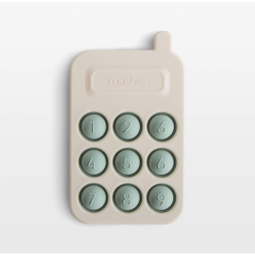 Mushie Silicone Blue Phone Baby Press Toy