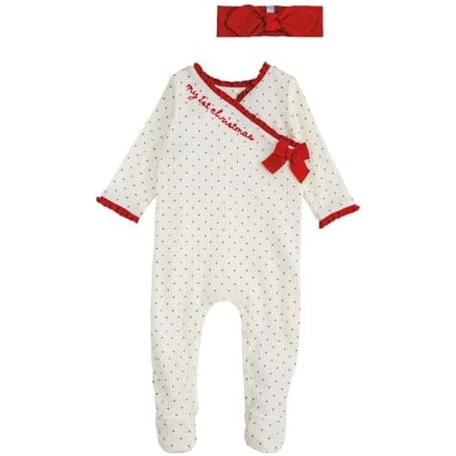 Mud Pie Baby Girls' Mud Pie Kids Christmas Dot My 1st Christmas Sleeper