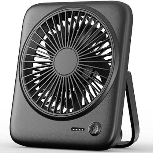 Otlonpe Personal Portable Desk Fan, 4000mAh Small Rechargeable Portable Fan Battery Operated & USB Powered for Travel Sleeping Bedroom Office Home Table, Cordless, Quiet, 4-Speed, 6.5 Inch (Black)