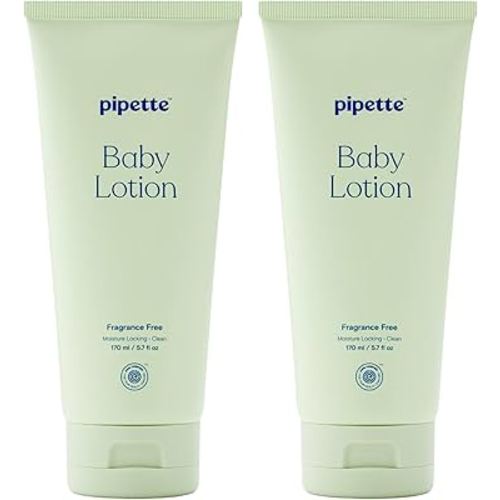 Pipette Baby Lotion, Fragrance Free, Hydration & Natural Moisture of Baby's Delicate Skin, Made with Ceramides and Renewable Plant-Derived Squalane, 5.7 fl oz (Pack of 2)