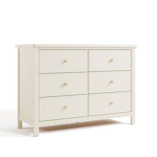 Graco Sasha 6 Drawer Dresser (Frosted Oat) – GREENGUARD Gold Certified, Wood Storage for Nursery or Kids’ Room, Safe Interlocking Drawer System & Easy Assembly with Pre-Installed Tracks