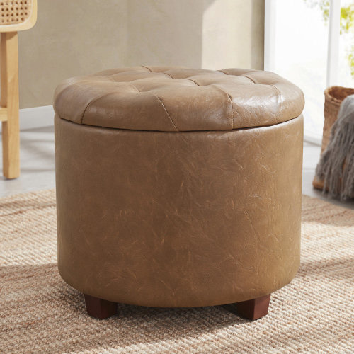 Ebern Designs Crompton 18" Tufted Round Storage Ottoman & Reviews | Wayfair
