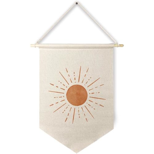 Qpenm Boho Sun Wall Decor, Boho Sun Sunshine Posters & Prints, Boho Terracotta Sun Sunshine Hanging Pennant Flag Prints for Home Bedroom Living Room Office Wall Decor