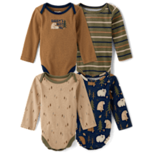 Baby Boys Long Sleeve Bear Bodysuit 4-Pack - BLUE | The Children's Place