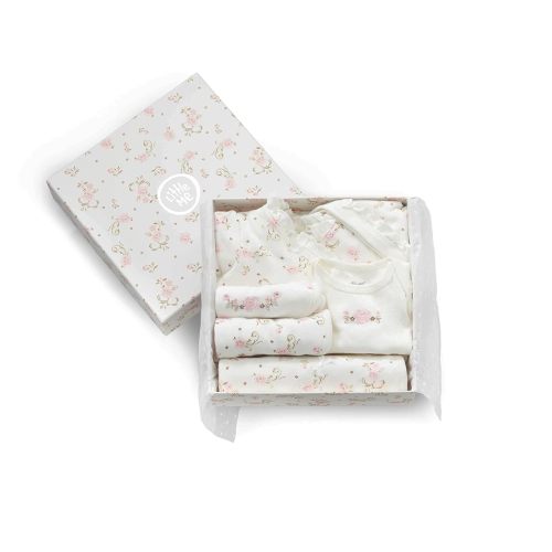 Little Me Baby Layette Gift Set - Footie and Cap, Onesie, 3-Piece Bib And Burp Set, Swaddling Blanket, Baby Shower Gifts