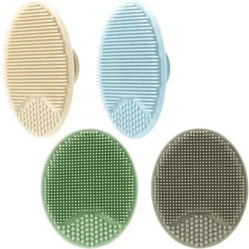 PandaEar Baby Cradle Cap Brush, Silicone Baby Bath Brush Massage Brush Set for Dry Skin, Cradle Cap, and Eczema, 4 Pack (Blue)