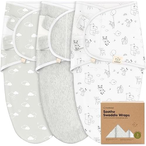 KeaBabies 3-Pack Organic Baby Swaddle Sleep Sacks - Swaddles for Newborns, Infant 0-3 Months, Baby Girls, Boys, Soft & Snug Newborn Sleep Sack, Nursery Swaddling Blankets (Aspire, OS)