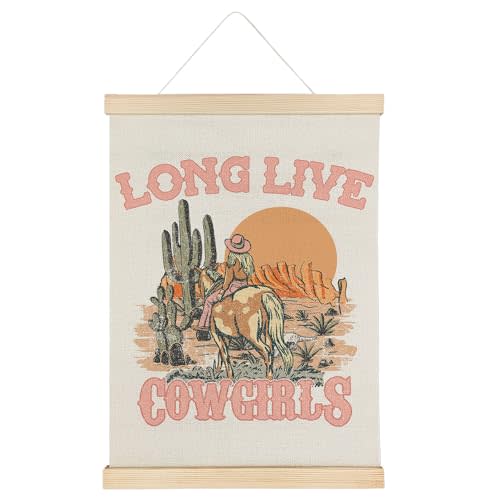 Qvapt Long Live Cowgirls Wall Decor, Western Decor for Kids Room,Little Girls Western Room Decor, Western Room Decor for Teen Girls,Western Posters 12x16 with Hanger