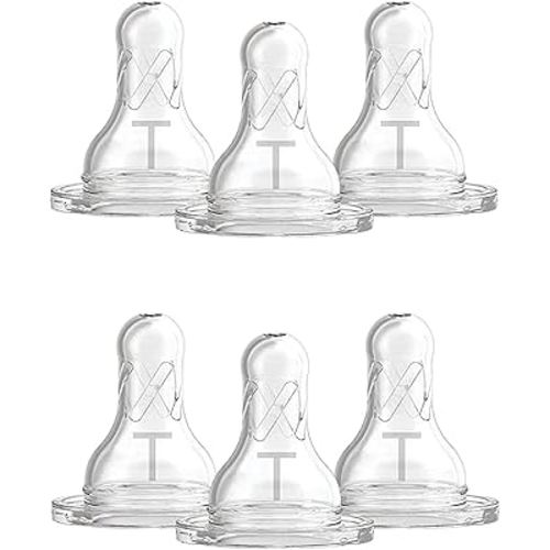 Dr. Brown’s Level T Narrow Baby Bottle Nipple, Slower Flow Rate for Infants, 100% Silicone Bottle Nipple, BPA Free, 0m+ – 6-Pack