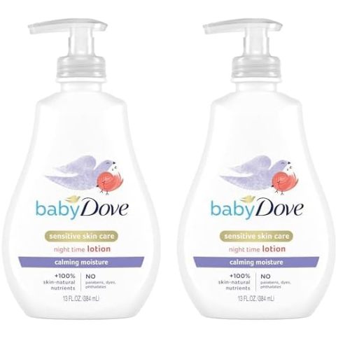 Baby Dove Sensitive Skin Care Baby Lotion For a Soothing Scented Lotion Calming Moisture Hypoallergenic and Dermatologist-Tested 13 oz (Pack of 2)