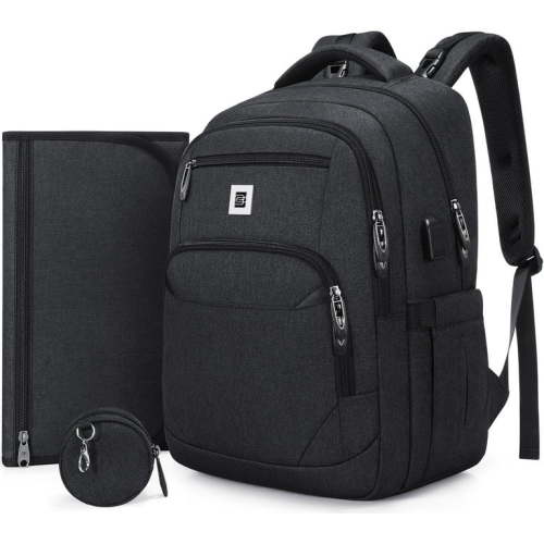 UKEIN Diaper Bag Backpack, Multi Function Baby Diaper Bag with Changing Pad, Pacifier Holder, Waterproof Diaper Bag with USB Charging Port, Baby Bag for Boys Girls, Black