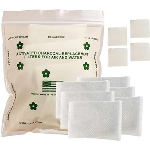 Green Piece - Overstuffed and Double Sized - All Natural Baby Diaper Pail Deodorizer Activated Charcoal ((Pack of 6) 3" X 3")