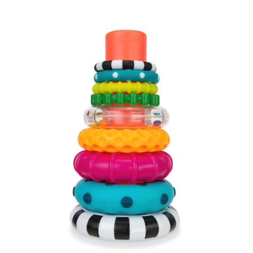 Sassy Stacks of Circles Stacking Ring STEM Learning Toy, Age 6+ Months, Multi, 9 Piece Set