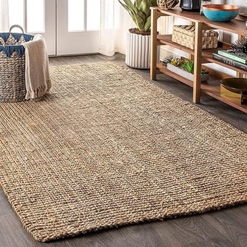 JONATHAN Y NRF102A-3 Pata Hand Woven Chunky Jute Indoor Area -Rug Bohemian Farmhouse Easy -Cleaning Bedroom Kitchen Living Room Non Shedding, 3 ft x 5 ft, Natural Color