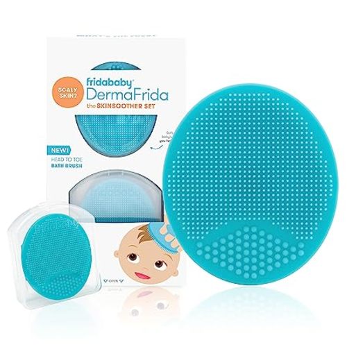 Frida Baby DermaFrida The SkinSoother Baby Bath Brush | Cradle Cap Brush for Babies, Baby Essential for Dry Skin, Cradle Cap Treatment and Eczema | 2 Pack - SkinSoother 2ct