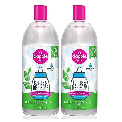 Dapple Baby Bottle Soap & Dish Soap Refill Baby, Fragrance Free, Plant Based Dish Liquid for Dishes & Baby Bottles - Hypoallergenic Soap, Liquid Soap Refill, 30 Fl Oz (Pack of 2)