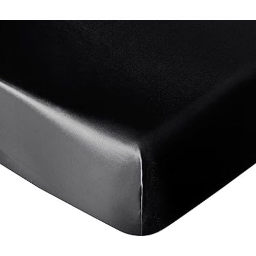NTBAY Silk Satin Fitted Crib Sheet, Super Soft and Silky 28x52 Crib Sheet for Standard Crib and Toddler Mattresses, Boys, Girls, Unisex, Black, 28x52 Inches