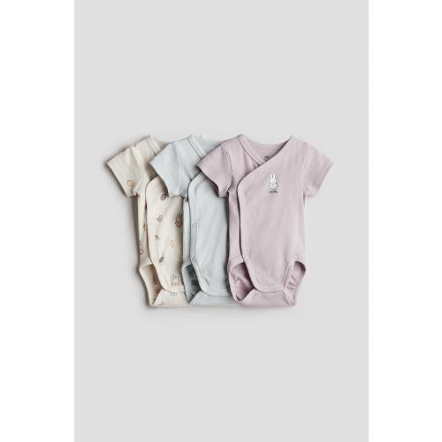 3-PACK COTTON WRAPOVER BODYSUITS