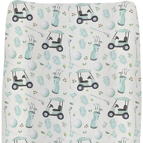 Green Golf Changing Pad Covers for Baby Girls Boys Sports Golfing Fitted Change Table Pad Covers Mats Golf Lovers Gift Soft Diaper Change Table Cover Sheets for 32''×16'' Contoured Pad