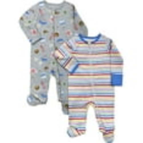 Wonder Nation Baby Neutral Zip Front Footed Pajamas