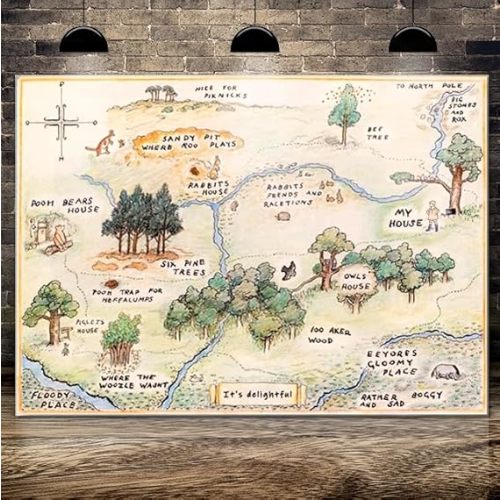 5x3FT 100 Acre Woods Bear Backdrop Children Baby Shower Cartoon Photography Background Baby Shower Photo Booth Studio Props Boys Girls Happy Birthday Party Banner Decoration