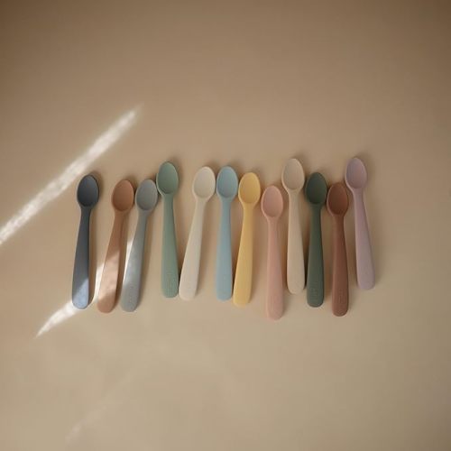 mushie Silicone Baby Feeding Spoons | 2 Pack (Tradewinds)