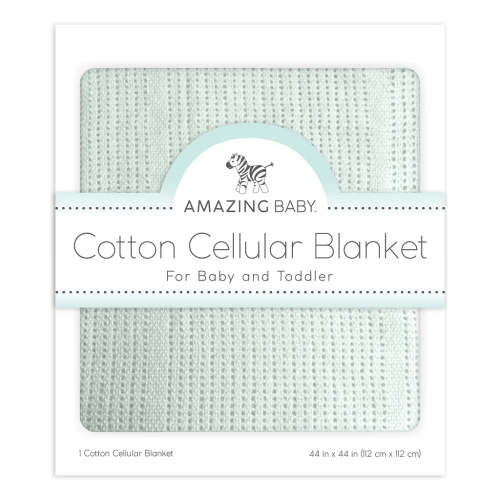 Amazing Baby - Cotton Cellular Blanket, Soft SeaCrystal