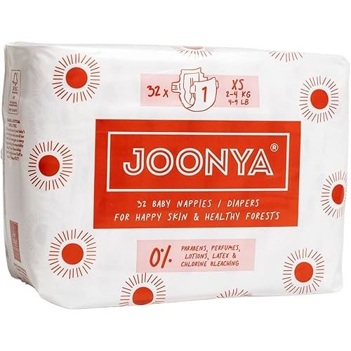 Joonya Baby Diapers, Size 1 XS (4-9 lb) - 1 Bag of 32