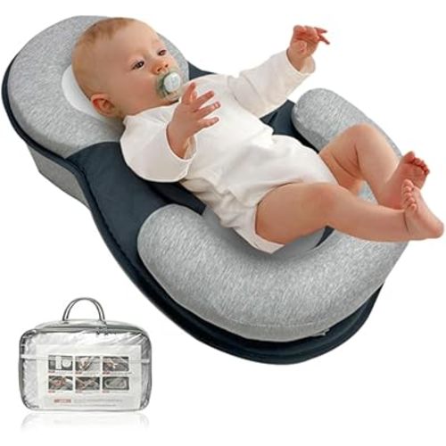 Baby Lounger for Reducing Spit-Up with Safety Strap - Baby Wedge Pillow for Newborn
