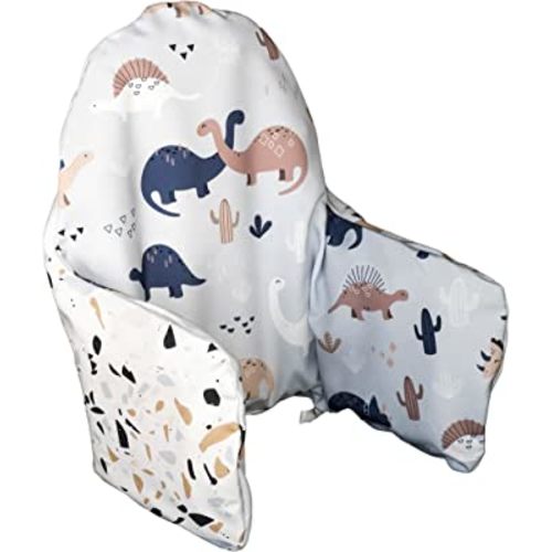 Little Bloom Co Premium High Chair Cushion Cover | Compatible with IKEA High Chair Accessories for Antilop Highchair | Reversible | Soft, Durable, Parent & Baby Approved (Terrazzo/Dinos)