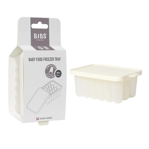 BIBS Baby Food Freezer Tray for Easy Storage, Compatible with BIBS Food Feeder, Spill-Proof, Silicone Bottom, Includes Lid, BPA-Free - Ideal for Breastmilk, Purees, Smoothies - Ivory