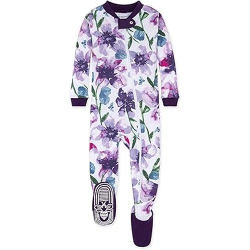 Burt's Bees Baby Girls' Pajamas, Zip Front Non-slip Footed Pjs, 100% Organic Cotton and Toddler Sleepers