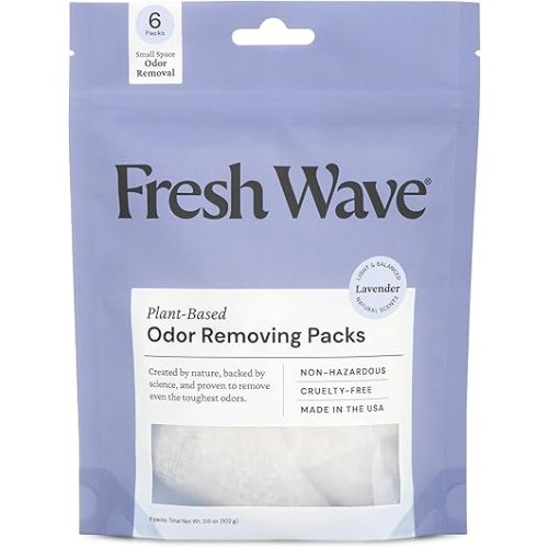 Fresh Wave Lavender Odor Eliminating & Deodorizing Packs | Bag of 6 | Safer Odor Relief for Small Spaces | Natural Plant-Based Odor Eliminator | Odor Absorbers for Home