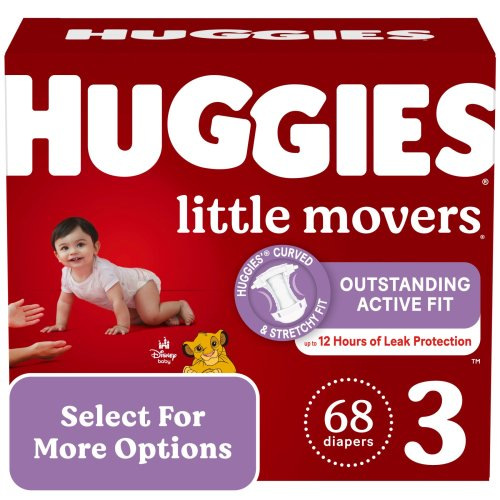 Huggies Little Movers Baby Diapers, Size 3, 68 Ct (Select for More Options)