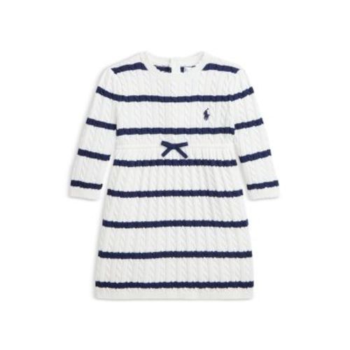 Polo Girls' Striped Cable-Knit Cotton Sweater Dress - Baby