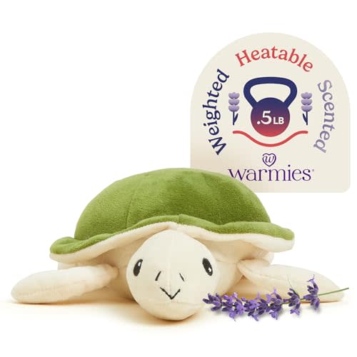 warmies Junior Microwavable & Weighted Stuffed Animals, Turtle - Heated Stuffed Animal Plushie for Warmth & Comfort - Cute Soft Plush Toys for Adults & Children (Boys, Girls, Babies & Toddlers)