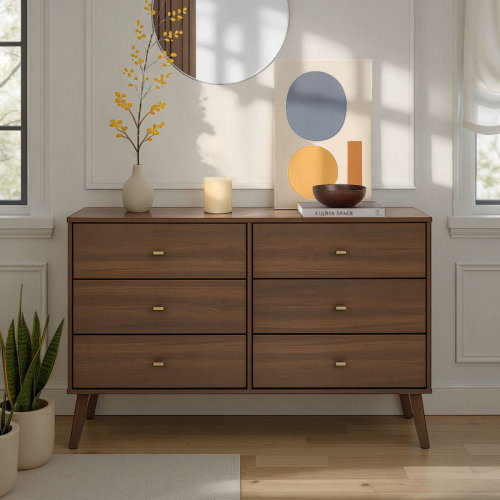 Wade Logan® Breux Mid Century Modern Dresser, 6-Drawer & Reviews | Wayfair