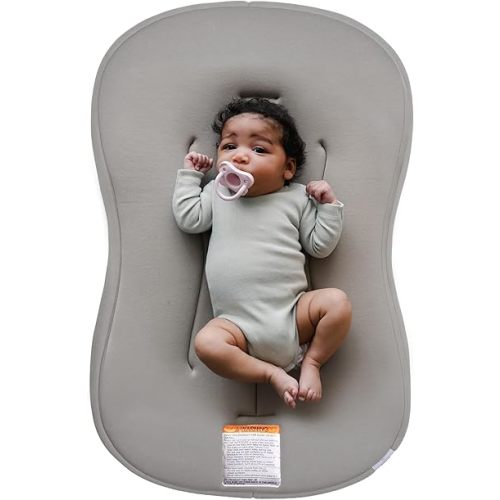 Snuggle Me® Baby Lounger Curve (0-6 Months) - Premium Organic Cotton with Foam Core, Machine-Washable Cover, Buttery-Soft & Breathable Infant Lounger with Travel Bag - Birch
