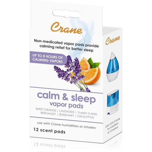 Crane Lavender Universal Vapor Pads, for Use Droplets, Corded Inhaler, Warm Mist Humidifier, Orange, Lavender Orange 12 Count (Pack of 1)