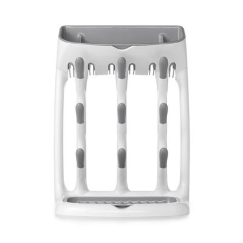 OXO Tot Baby Bottle Countertop Drying Rack with Lid, Space Saving Design, Gray
