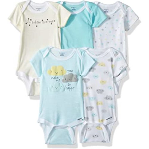 Gerber Baby Girls' 5-Pack Short Sleeve Variety Onesies Bodysuits
