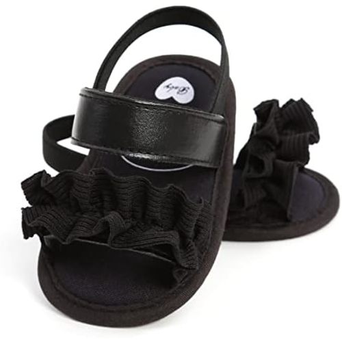 GDSDYM Infant Baby Girls Summer Sandals with Flower Bowknot Soft Sole Wedding Dress Flats Newborn First Walkers Crib Dress Shoes