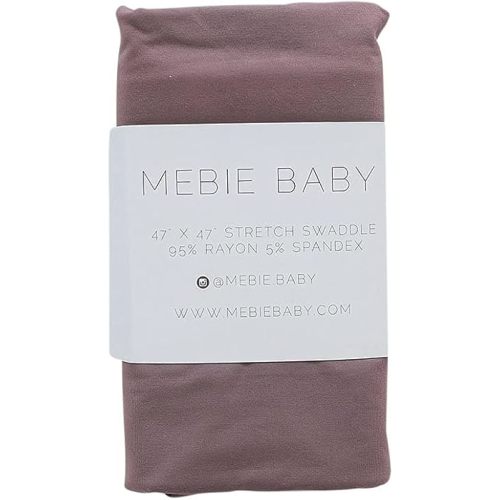 Mebie Baby Plum Stretch Swaddle, Modern and Neutral Swaddle Blanket for Baby Girl or Boy, Soft Baby Blankets, Newborn Swaddle Blanket, 0-3 Month, Comfy Wrap, Baby Essentials & Gifts (47" x 47")
