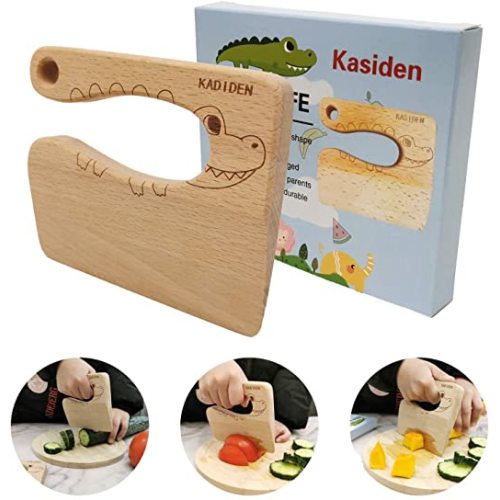 Wooden Kids Knife for Cooking,Kid Safe Knives,Kitchen Toy,Chopper,Vegetable and Fruit Cutter (For 2-8 Years Old) - Monomer